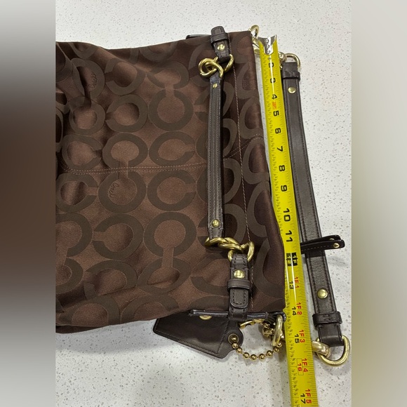 Coach Signature C Brown Canvas Leather Trim Shoulder Bag EUC - Picture 8 of 12